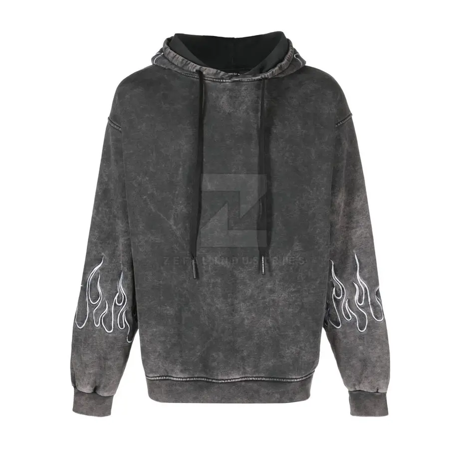 Low MOQ Winter Acid Wash Solid Hoodies 100% Cotton Fleece Blend Quick Dry Breathable Eco-Friendly High Quality Casual Men's — real Zefal Industries product photograph