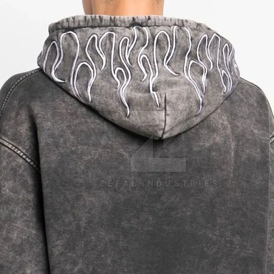 Low MOQ Winter Acid Wash Solid Hoodies 100% Cotton Fleece Blend Quick Dry Breathable Eco-Friendly High Quality Casual Men's — Zefal Industries product photograph 5 of 6