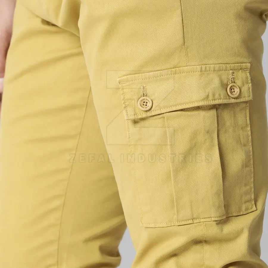 Breathable Lightweight Men's Straight Cargo Pants with Customized Logo 100% Cotton Dark Wash Mid Waist Casual Workwear — Zefal Industries product photograph 5 of 6
