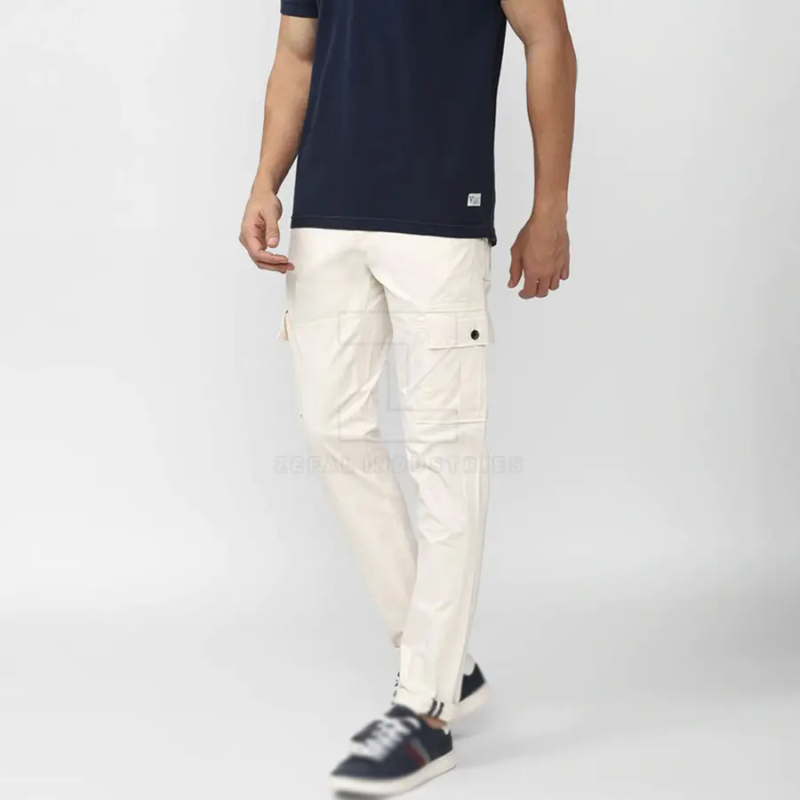 Lightweight 100% Cotton Casual Straight Dark Cargo Pants Men-Running Streetwear Style Customized Logo Eco-Friendly Quick Dry — Zefal Industries product photograph 3 of 6