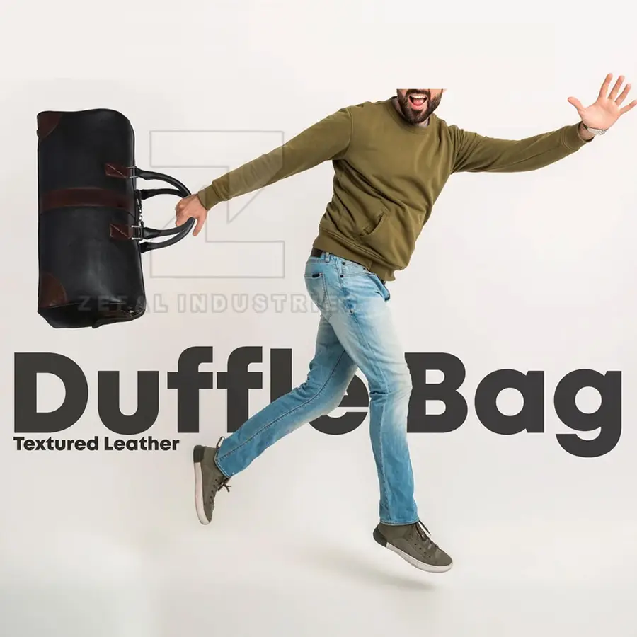 High Quality Casual Leather Duffle Bag with Zipper Closure Lightweight Custom Design for Gym & Travel — Zefal Industries product photograph 6 of 6