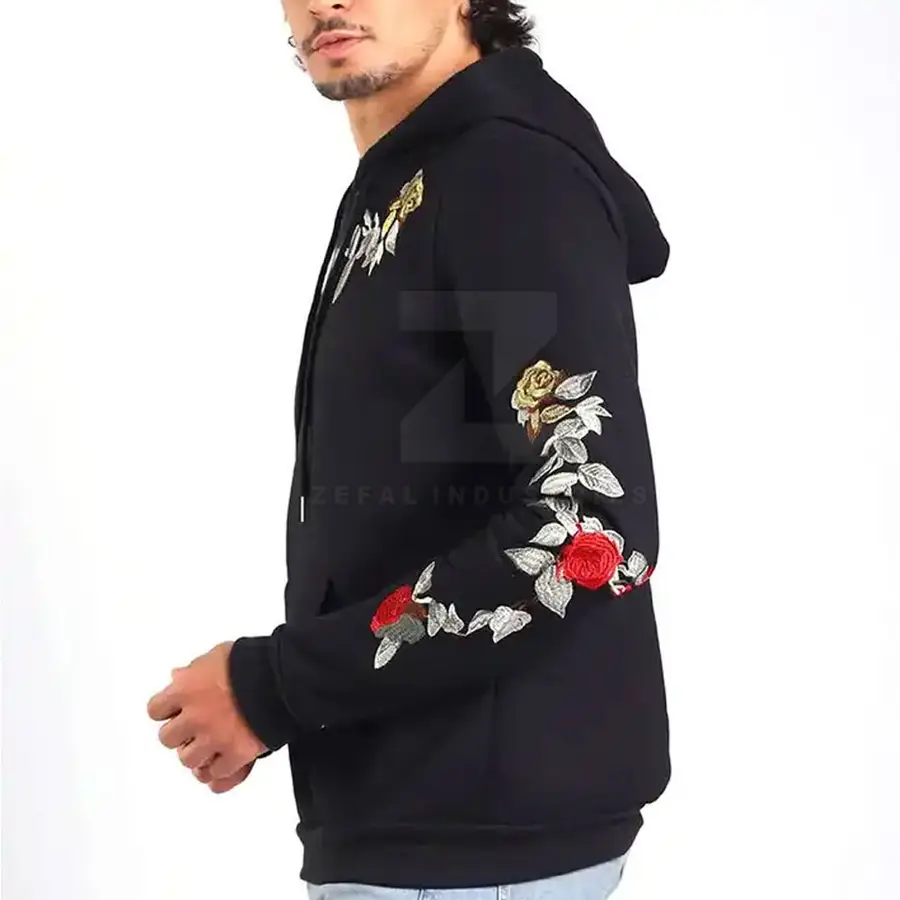 New Design 100% Cotton Embroidery Hoodies Casual Eco-Friendly Breathable Fleece Pullover Hooded Fall Winter Wear — Zefal Industries product photograph 4 of 6