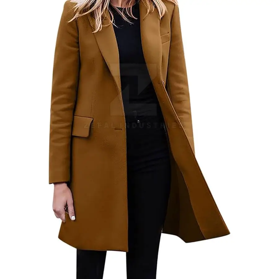 Top Selling Women's Casual Winter Long Coat 100% Cotton Custom Made High Quality Breathable Eco-Friendly Polyester Fashion Coat — Zefal Industries product photograph 2 of 6