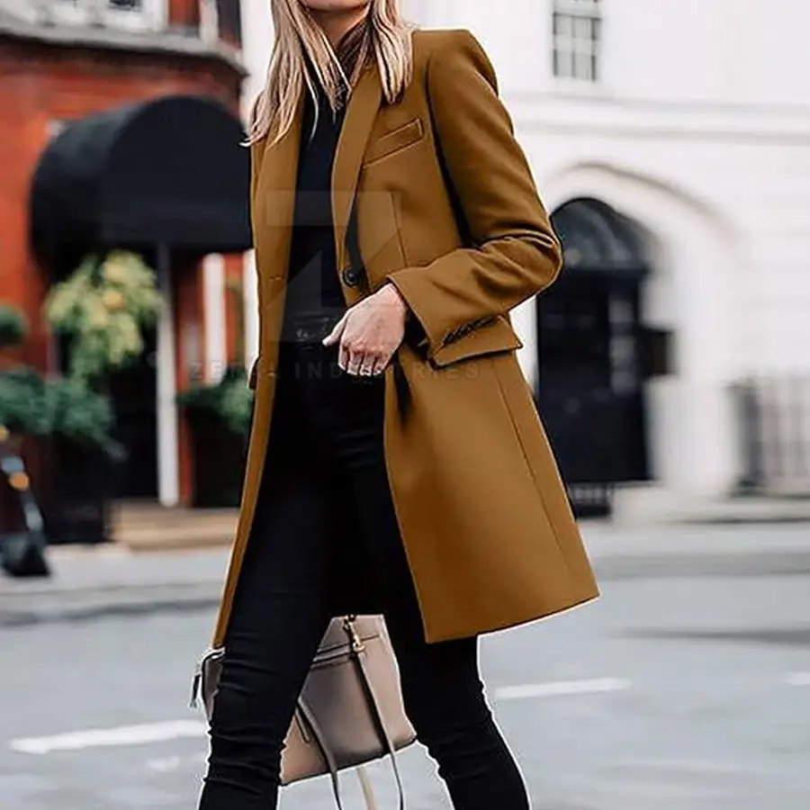 Top Selling Women's Casual Winter Long Coat 100% Cotton Custom Made High Quality Breathable Eco-Friendly Polyester Fashion Coat — Zefal Industries product photograph 3 of 6
