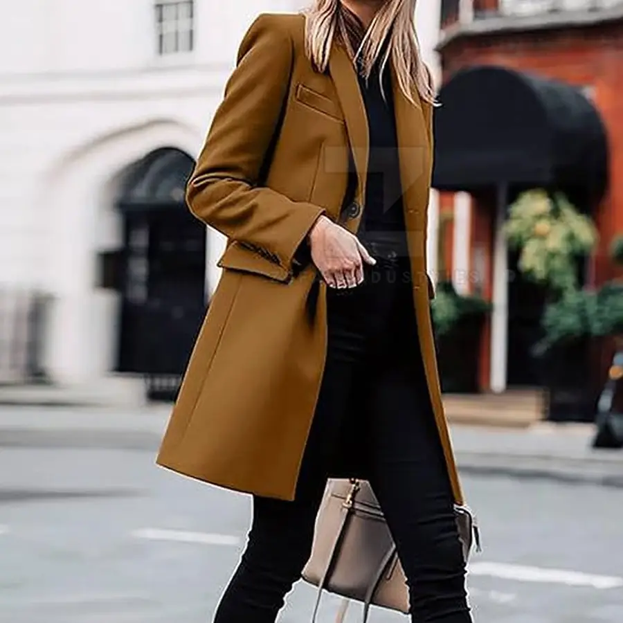 Top Selling Women's Casual Winter Long Coat 100% Cotton Custom Made High Quality Breathable Eco-Friendly Polyester Fashion Coat — Zefal Industries product photograph 5 of 6