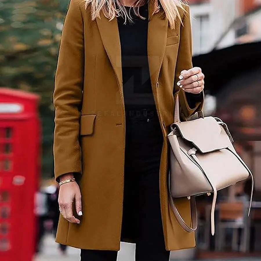 Top Selling Women's Casual Winter Long Coat 100% Cotton Custom Made High Quality Breathable Eco-Friendly Polyester Fashion Coat — Zefal Industries product photograph 6 of 6