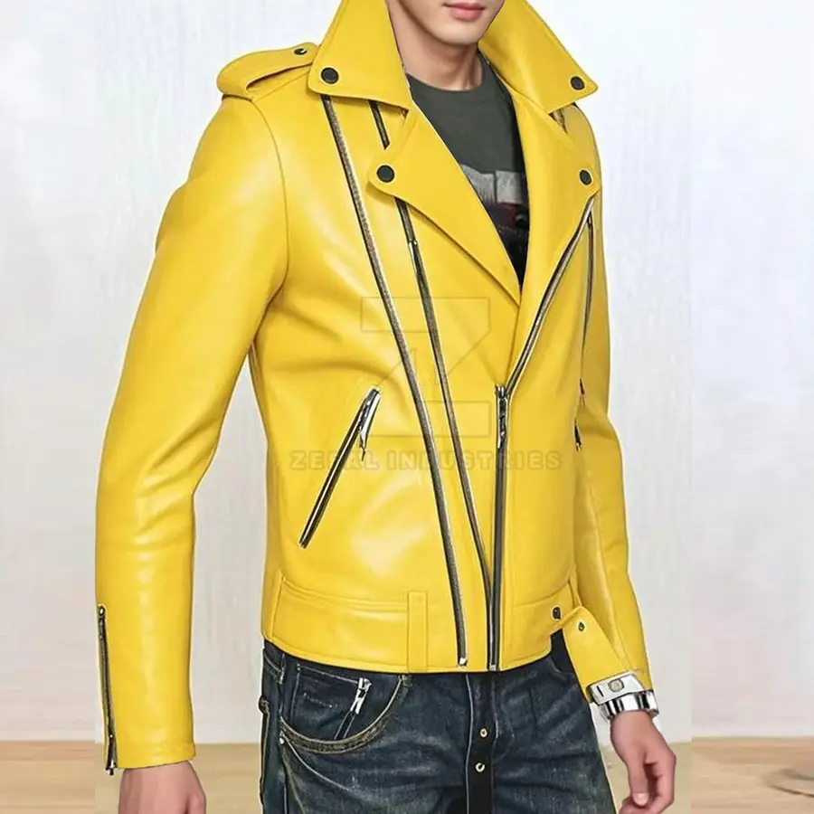 Pakistan Made Faux Leather Jacket for Men Custom Design Motorbike Formal Front Logo Winter Jacket — Zefal Industries product photograph 4 of 6