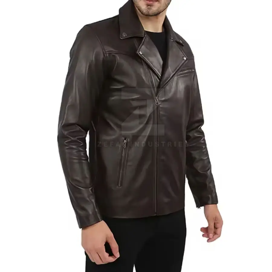 New Design Fashionable Leather Men's Formal Front Winter Jacket 2025 Latest Style Waterproof Windproof Bomber — Zefal Industries product photograph 3 of 6