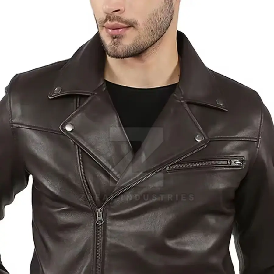 New Design Fashionable Leather Men's Formal Front Winter Jacket 2025 Latest Style Waterproof Windproof Bomber — Zefal Industries product photograph 4 of 6