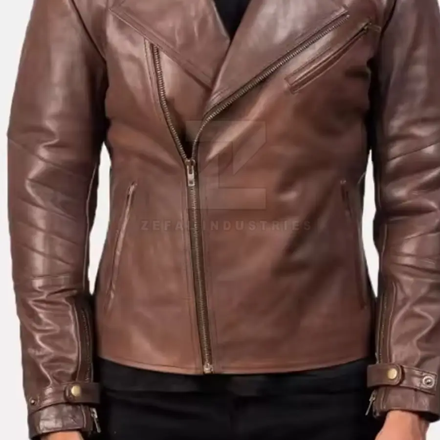 Customized Design Faux Leather Formal Winter Jacket with Front Logo Waterproof & Windproof Pakistan Manufacturer for Men — Zefal Industries product photograph 4 of 6