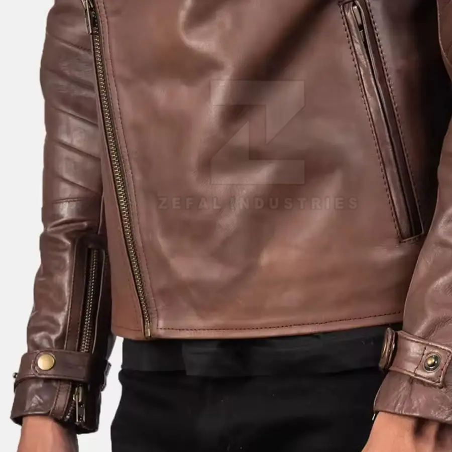 Customized Design Faux Leather Formal Winter Jacket with Front Logo Waterproof & Windproof Pakistan Manufacturer for Men — Zefal Industries product photograph 5 of 6