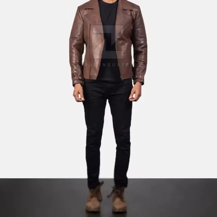 Customized Design Faux Leather Formal Winter Jacket with Front Logo Waterproof & Windproof Pakistan Manufacturer for Men — Zefal Industries product photograph 6 of 6