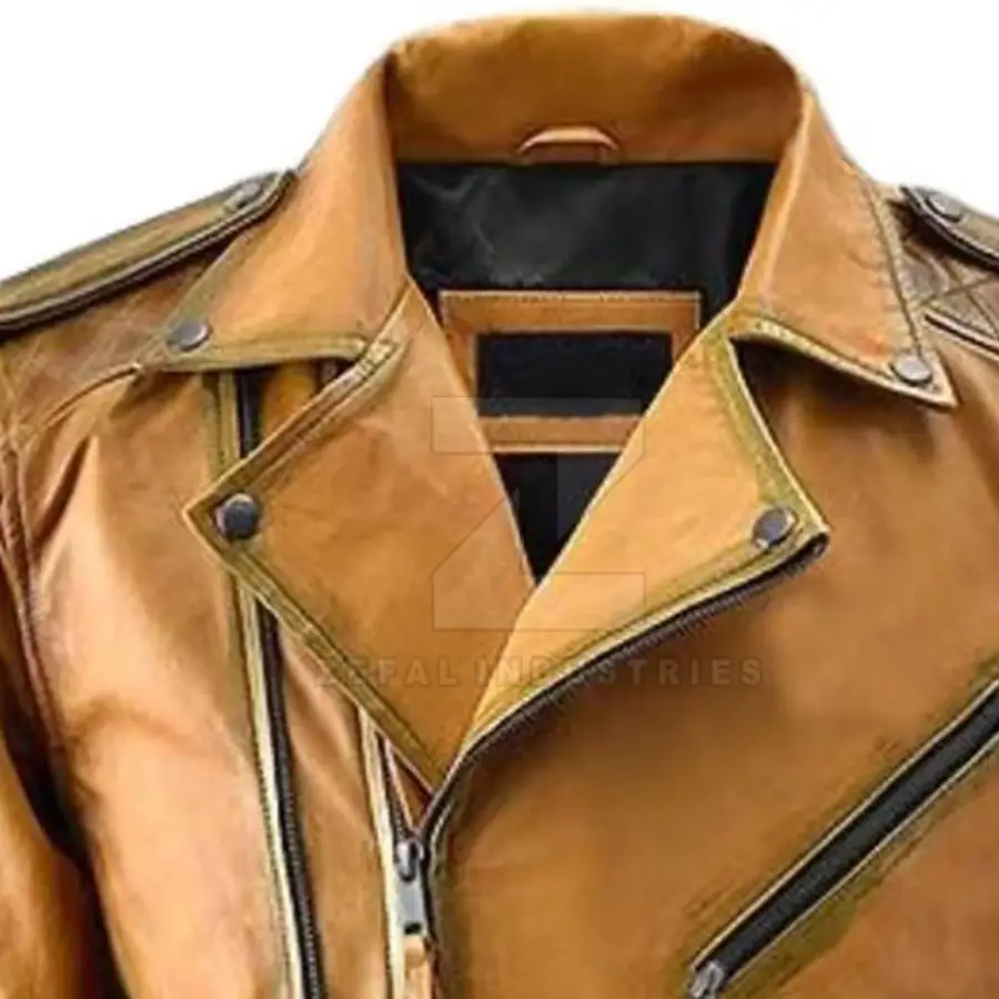 Winter Formal Leather Jacket Pakistan Made Custom Solid Color Waterproof Windproof Front Logo — Zefal Industries product photograph 5 of 6