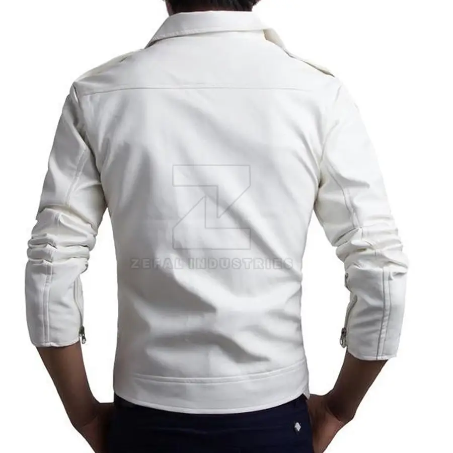 Good Quality Men Winter Jacket Online Sale Motorbike Style Men Faux Leather Jacket Custom Solid Color Leather Jacket — Zefal Industries product photograph 4 of 6