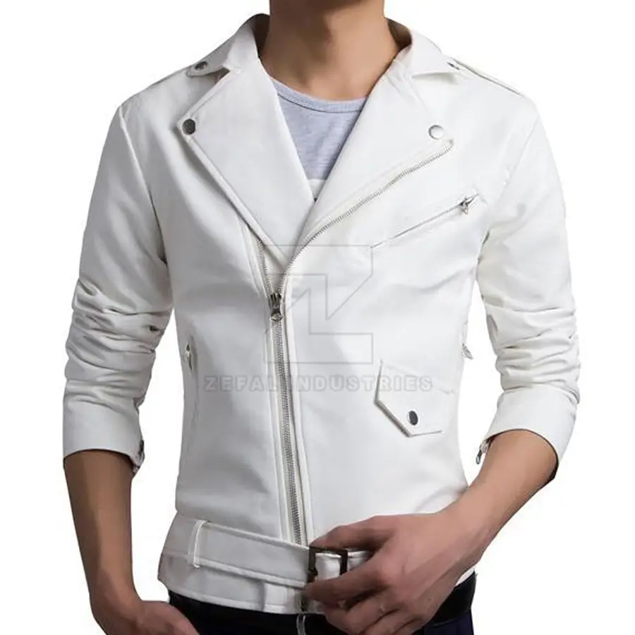 Good Quality Men Winter Jacket Online Sale Motorbike Style Men Faux Leather Jacket Custom Solid Color Leather Jacket — Zefal Industries product photograph 5 of 6