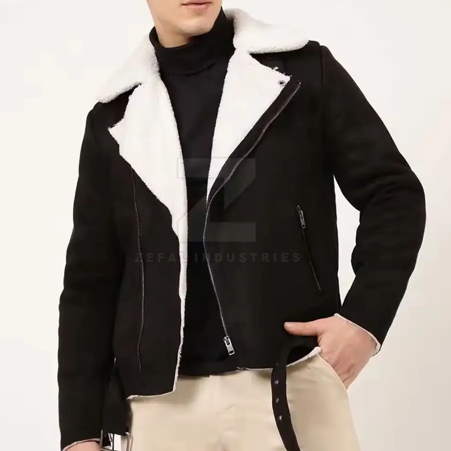 2025 Best Style Custom Faux Fur Leather Formal Bomber Jacket for Men Slim Fit Waterproof Windproof Winter Breathable Front High — Zefal Industries product photograph 1 of 6