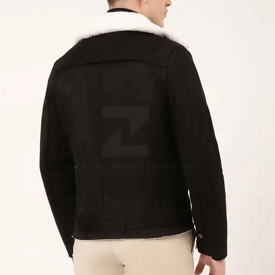 2025 Best Style Custom Faux Fur Leather Formal Bomber Jacket for Men Slim Fit Waterproof Windproof Winter Breathable Front High — Zefal Industries product photograph 2 of 6