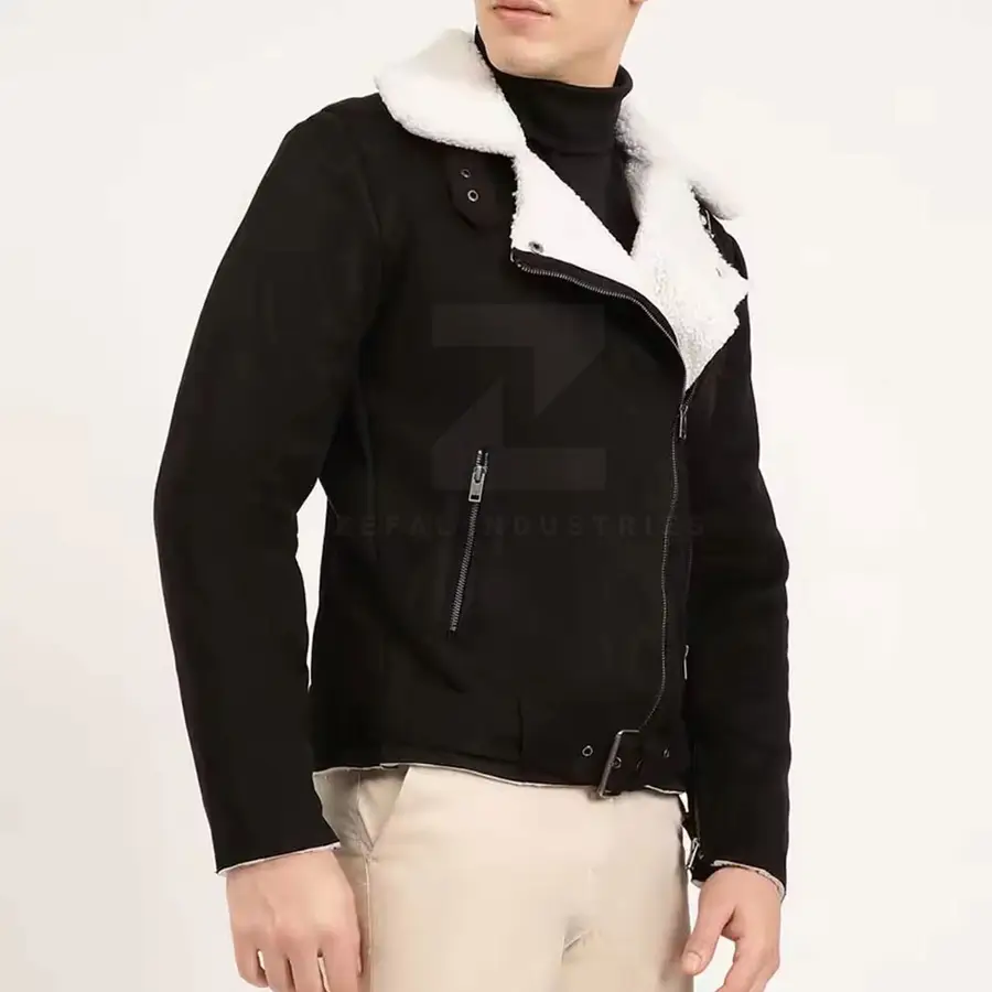 2025 Best Style Custom Faux Fur Leather Formal Bomber Jacket for Men Slim Fit Waterproof Windproof Winter Breathable Front High — Zefal Industries product photograph 3 of 6