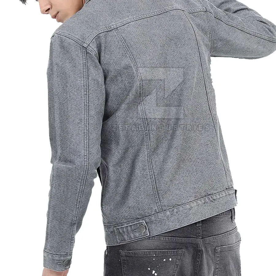 Top Selling Oversized Custom Color 100% Cotton Men Jeans Jacket with Front Logo Latest Design Low Price Winter — Zefal Industries product photograph 4 of 6