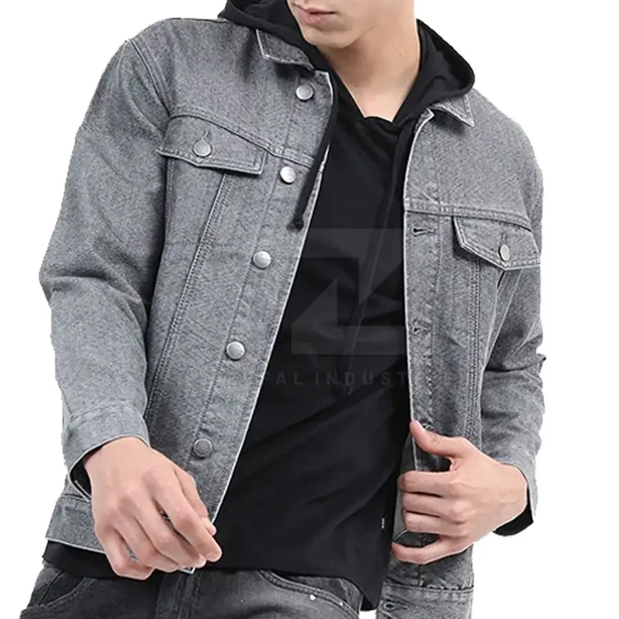 Top Selling Oversized Custom Color 100% Cotton Men Jeans Jacket with Front Logo Latest Design Low Price Winter — Zefal Industries product photograph 5 of 6