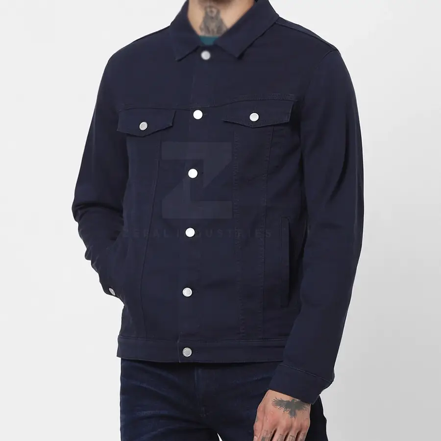 Wholesale Custom Logo Front 100% Cotton Men's Jeans Jacket Breathable Eco-Friendly Lightweight High Quality Casual Outdoor — real Zefal Industries product photograph