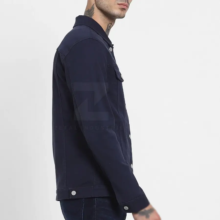 Wholesale Custom Logo Front 100% Cotton Men's Jeans Jacket Breathable Eco-Friendly Lightweight High Quality Casual Outdoor — Zefal Industries product photograph 3 of 6
