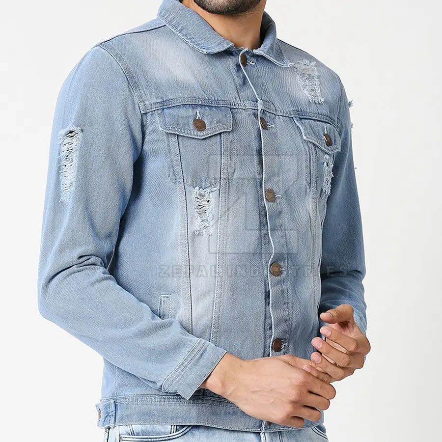 New Latest Fashionable Style Men's 100% Cotton Lightweight Breathable Eco-Friendly Jeans Jacket High Quality Custom Size Winter — Zefal Industries product photograph 3 of 6