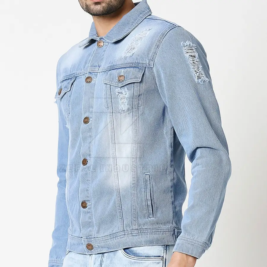 New Latest Fashionable Style Men's 100% Cotton Lightweight Breathable Eco-Friendly Jeans Jacket High Quality Custom Size Winter — Zefal Industries product photograph 4 of 6