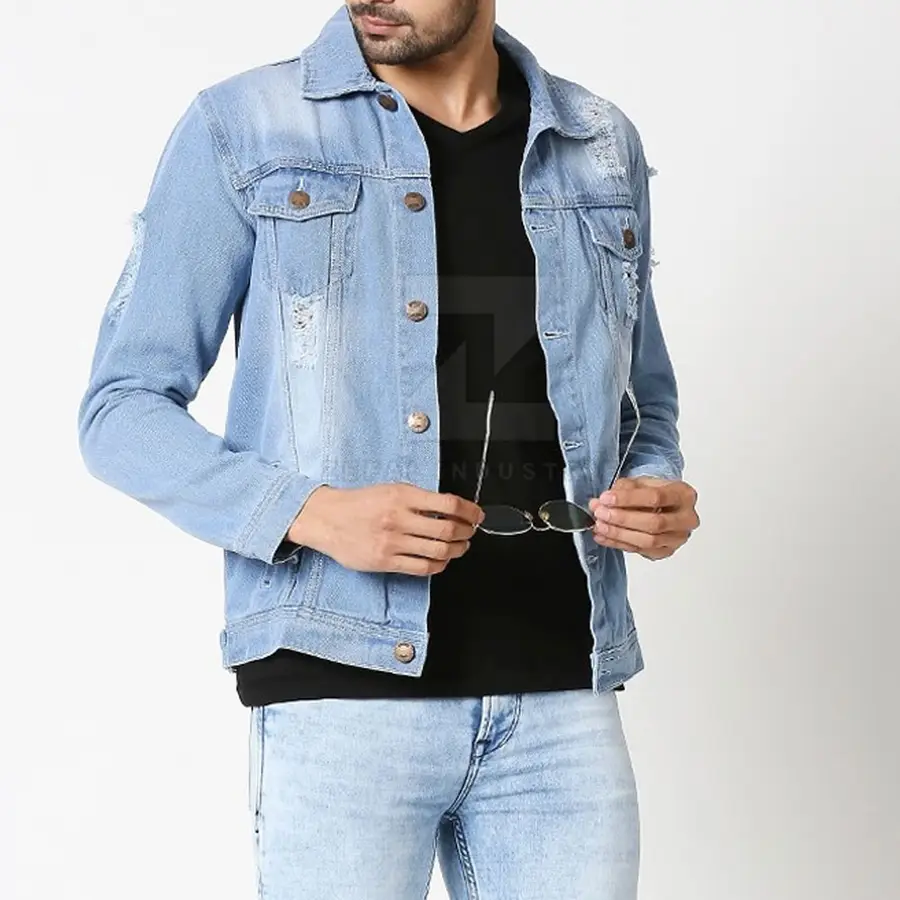 New Latest Fashionable Style Men's 100% Cotton Lightweight Breathable Eco-Friendly Jeans Jacket High Quality Custom Size Winter — Zefal Industries product photograph 6 of 6
