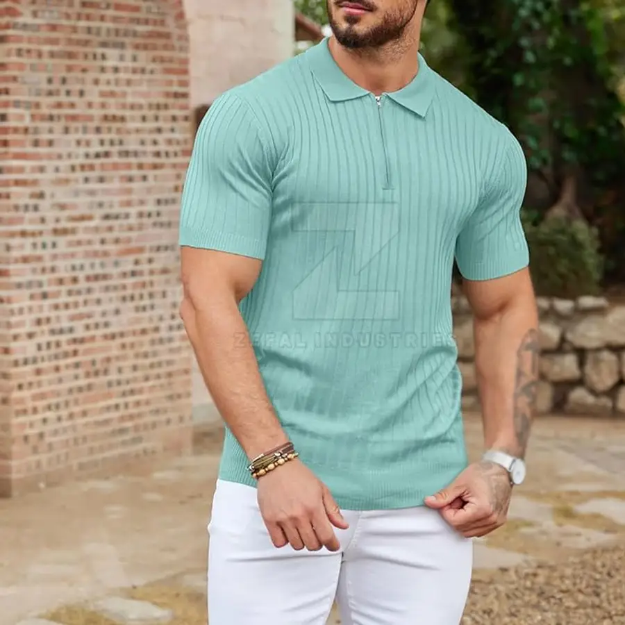 Quick Dry Eco-Friendly Solid Men Knitted for Shirts 100% Cotton Customizable Design High Quality Short Sleeve Casual Wholesale — Zefal Industries product photograph 4 of 6