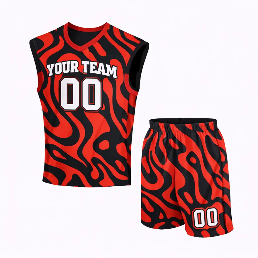 Best Quality 100% Polyester Men's V-Neck Printed Jersey with Shorts Anti-Bacterial Winter Streetswear — real Zefal Industries product photograph