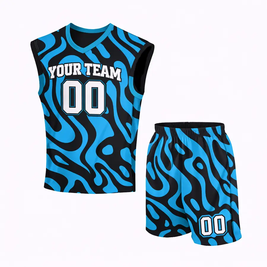 Best Quality 100% Polyester Men's V-Neck Printed Jersey with Shorts Anti-Bacterial Winter Streetswear — Zefal Industries product photograph 5 of 6