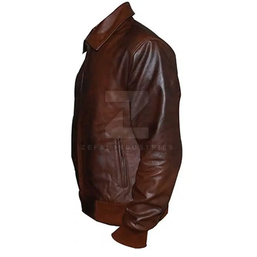 Latest Design Leather Bomber Jacket for Men with Stand Collar Front Logo Waterproof Windproof Winter Outerwear Customized Colors — Zefal Industries product photograph 3 of 6