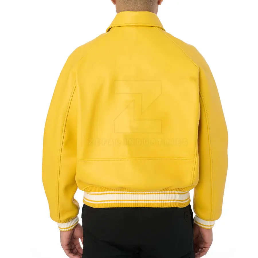 Unique Design High Quality Washable Leather Men Bomber Jacket Stand Collar Front Logo Eco-Friendly Waterproof Breathable Winter — Zefal Industries product photograph 4 of 6