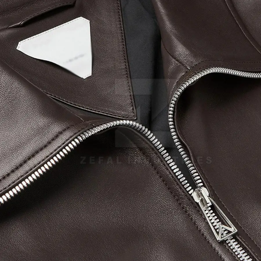Hot Sale High Quality Winter Leather Bomber Jacket Men Stand Collar Front Logo Breathable Eco-Friendly Waterproof Customizable — Zefal Industries product photograph 5 of 6