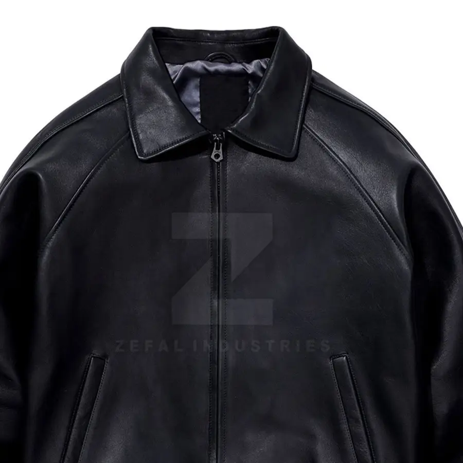 Fashionable New Design Leather Bomber Jacket Stand Front Waterproof Windproof Breathable Eco-Friendly Men's Best Selling Easy — Zefal Industries product photograph 3 of 6