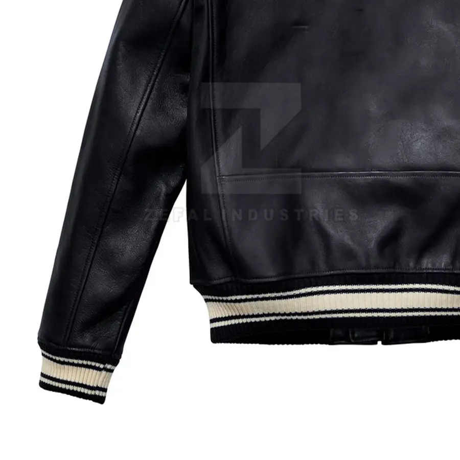 Fashionable New Design Leather Bomber Jacket Stand Front Waterproof Windproof Breathable Eco-Friendly Men's Best Selling Easy — Zefal Industries product photograph 4 of 6