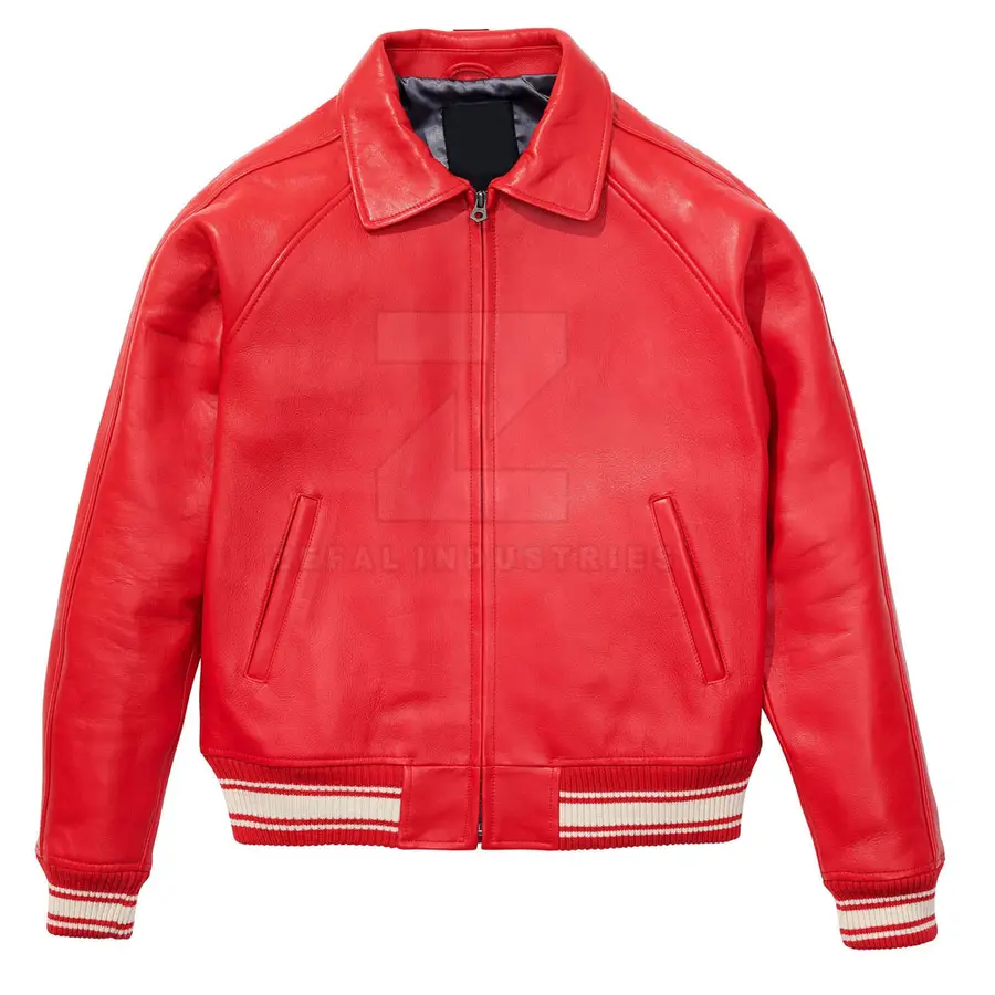 New Arrival Men High Quality Fashion Leather Bomber Jacket 2025 Best Design Winter Stand Collar Front Logo — Zefal Industries product photograph 1 of 6