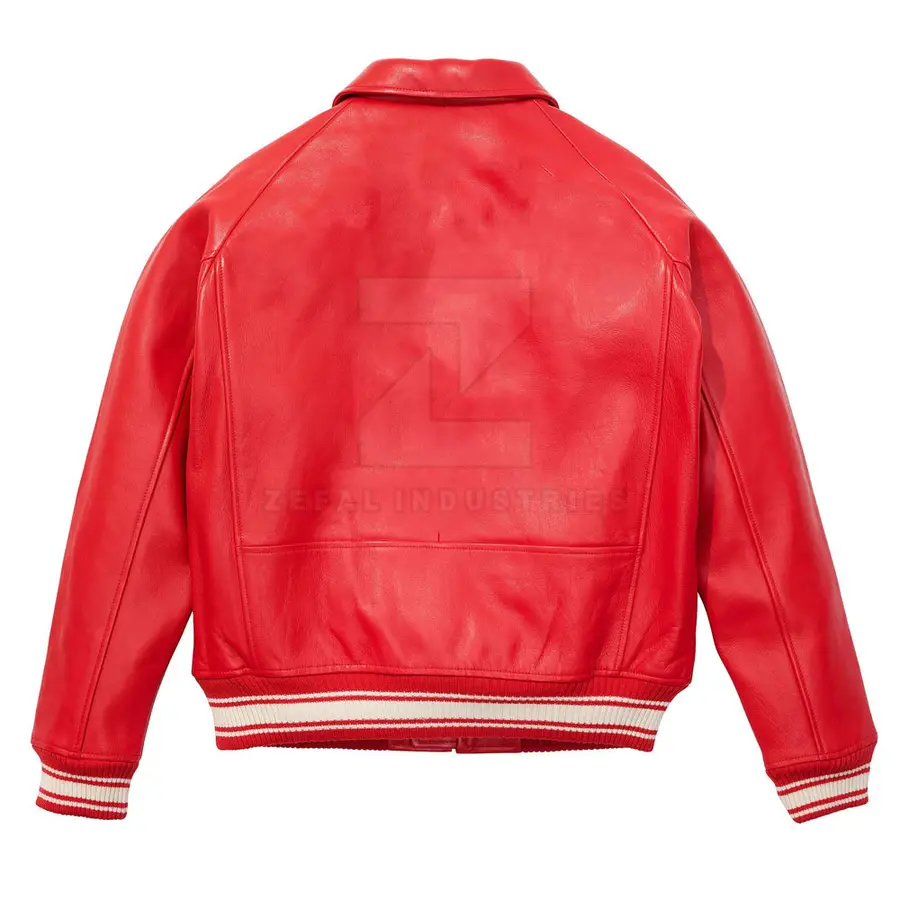 New Arrival Men High Quality Fashion Leather Bomber Jacket 2025 Best Design Winter Stand Collar Front Logo — Zefal Industries product photograph 2 of 6