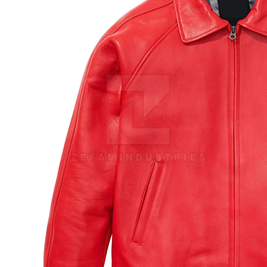 New Arrival Men High Quality Fashion Leather Bomber Jacket 2025 Best Design Winter Stand Collar Front Logo — Zefal Industries product photograph 5 of 6