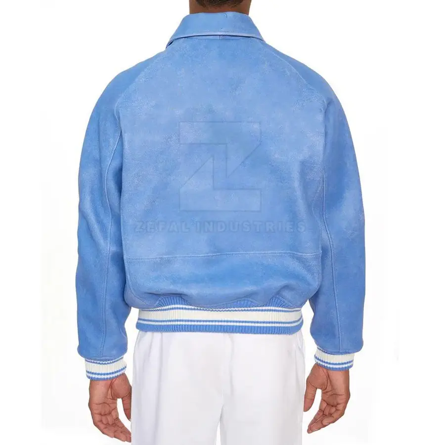 Durable Windproof Waterproof Breathable Eco-Friendly Men Leather Bomber Jacket High Quality OEM Service Winter Stand Collar — Zefal Industries product photograph 4 of 6