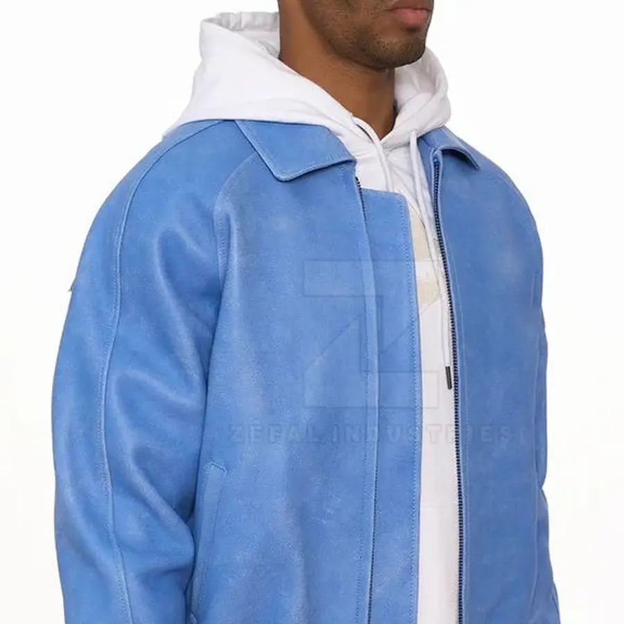 Durable Windproof Waterproof Breathable Eco-Friendly Men Leather Bomber Jacket High Quality OEM Service Winter Stand Collar — Zefal Industries product photograph 5 of 6