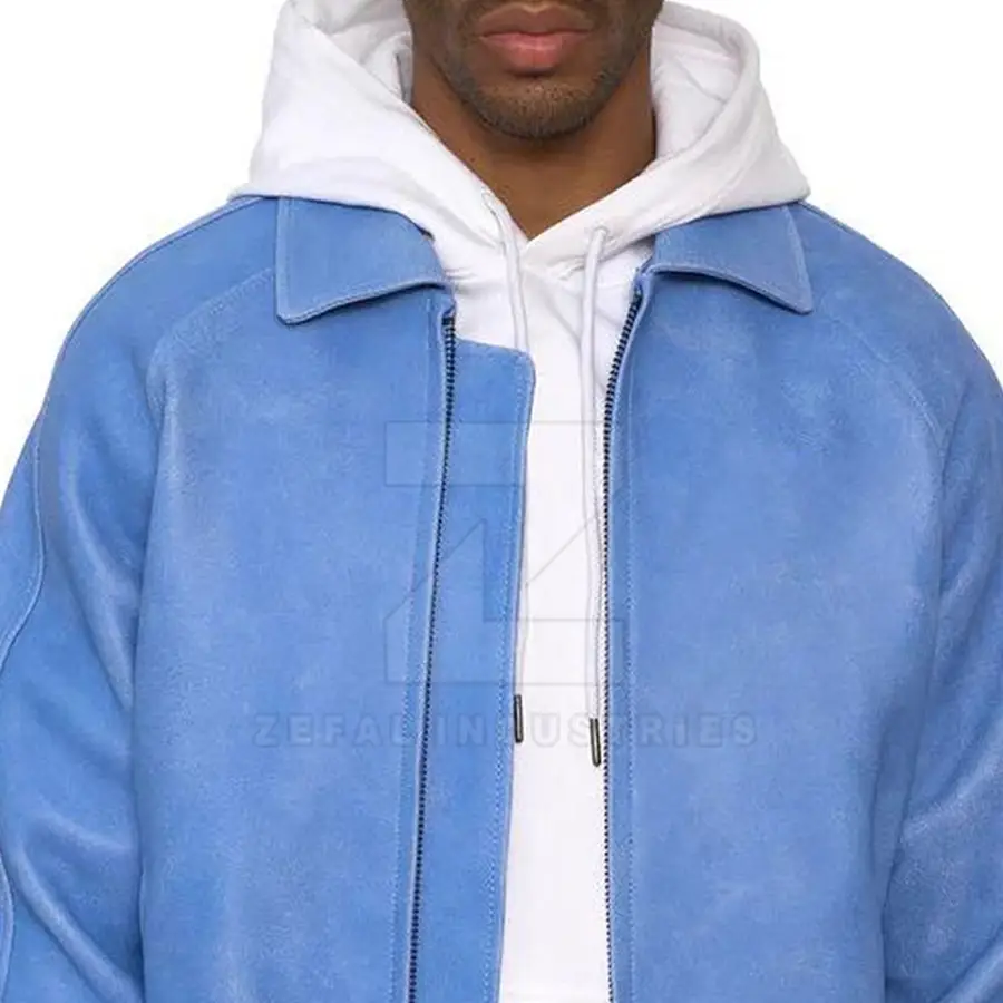 Durable Windproof Waterproof Breathable Eco-Friendly Men Leather Bomber Jacket High Quality OEM Service Winter Stand Collar — Zefal Industries product photograph 6 of 6