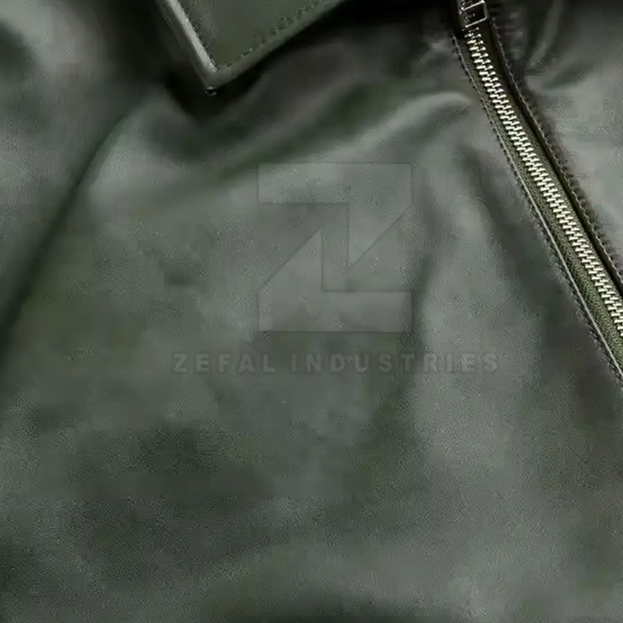 Factory Made Men's Winter Leather Bomber Jacket Stand Collar Front Logo Plus Size Waterproof Windproof Eco-Friendly Breathable — Zefal Industries product photograph 5 of 6