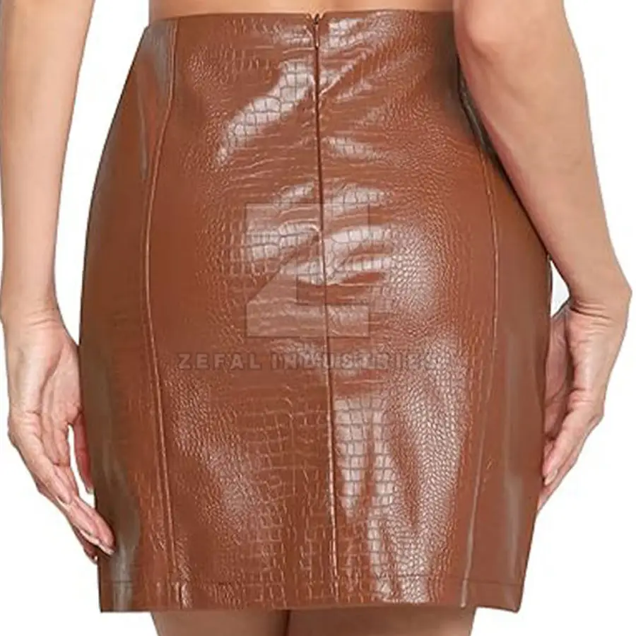 2025 Latest Design Women's Breathable Eco-Friendly Leather Skirt Knee-Length Party Wear High Quality Customized Colors OEM — Zefal Industries product photograph 3 of 6