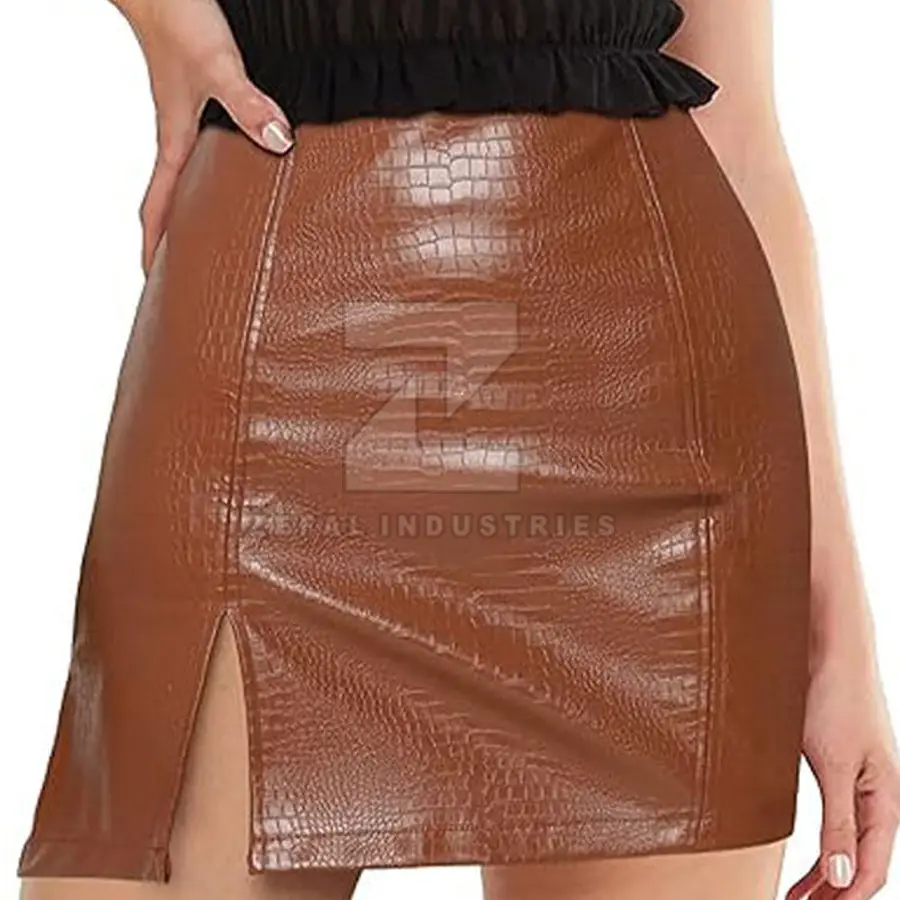 2025 Latest Design Women's Breathable Eco-Friendly Leather Skirt Knee-Length Party Wear High Quality Customized Colors OEM — Zefal Industries product photograph 4 of 6