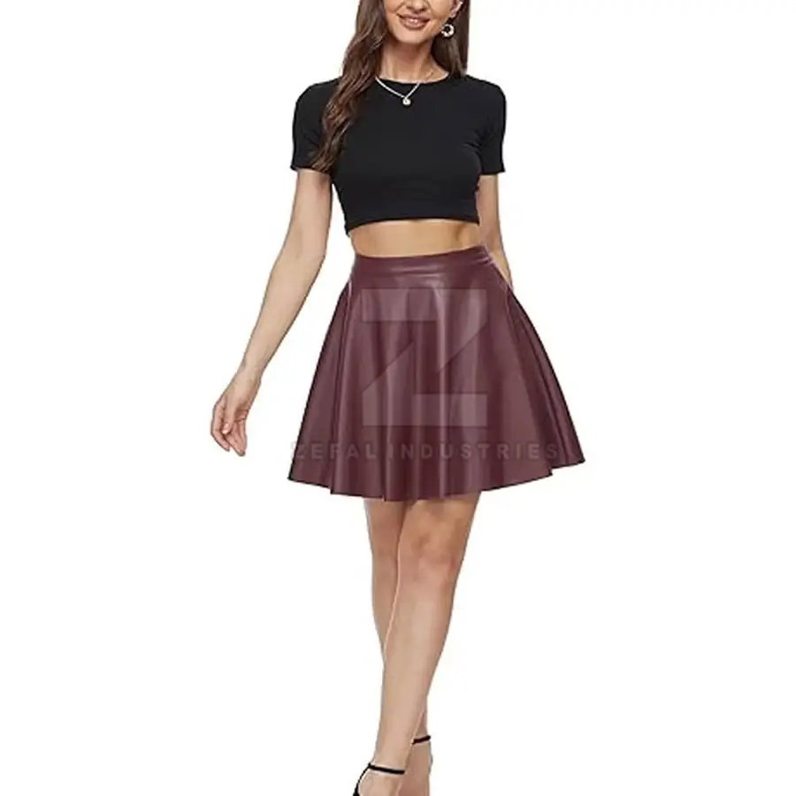Custom Size Lightweight High Quality Women Leather Skirt Comfortable Breathable Eco-Friendly Casual Wear Knee-Length All Seasons — Zefal Industries product photograph 4 of 6