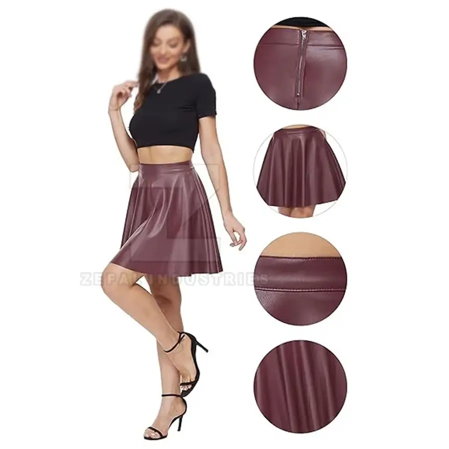 Custom Size Lightweight High Quality Women Leather Skirt Comfortable Breathable Eco-Friendly Casual Wear Knee-Length All Seasons — Zefal Industries product photograph 5 of 6