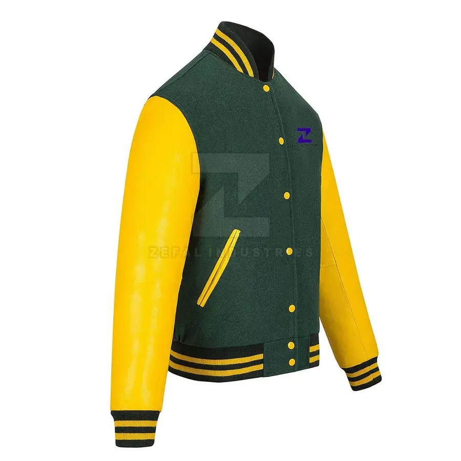 Stylish Men Canvas Leather Sleeve Letterman Jacket Ecofriendly College Style Front Logo Pakistan Made Best Price Winter — Zefal Industries product photograph 3 of 6