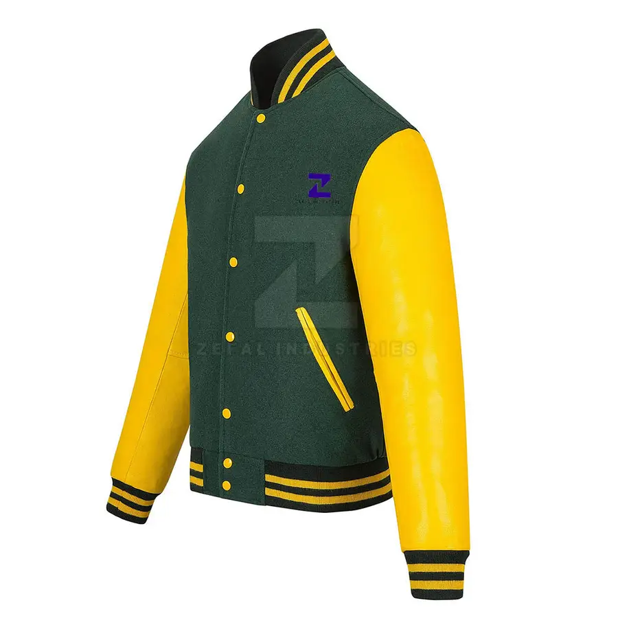 Stylish Men Canvas Leather Sleeve Letterman Jacket Ecofriendly College Style Front Logo Pakistan Made Best Price Winter — Zefal Industries product photograph 4 of 6
